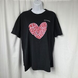 Threadfast Apparel Shirt Womens Large Black Sephora Heart Graphic Tee Top